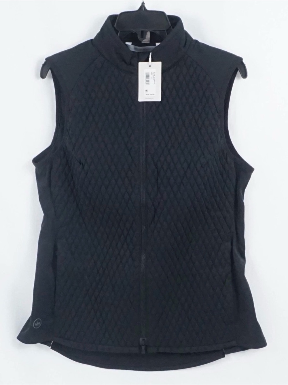 Peter Millar Fuse Diamond Quilted Mini Gold Vest In Black Womens Medium